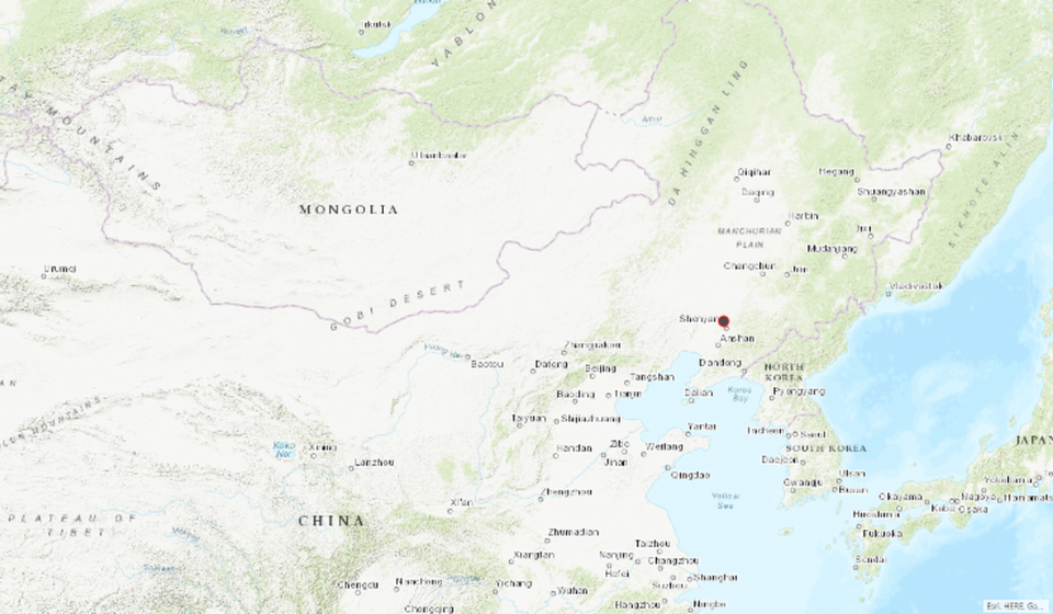 Map of China with location of ASF outbreak